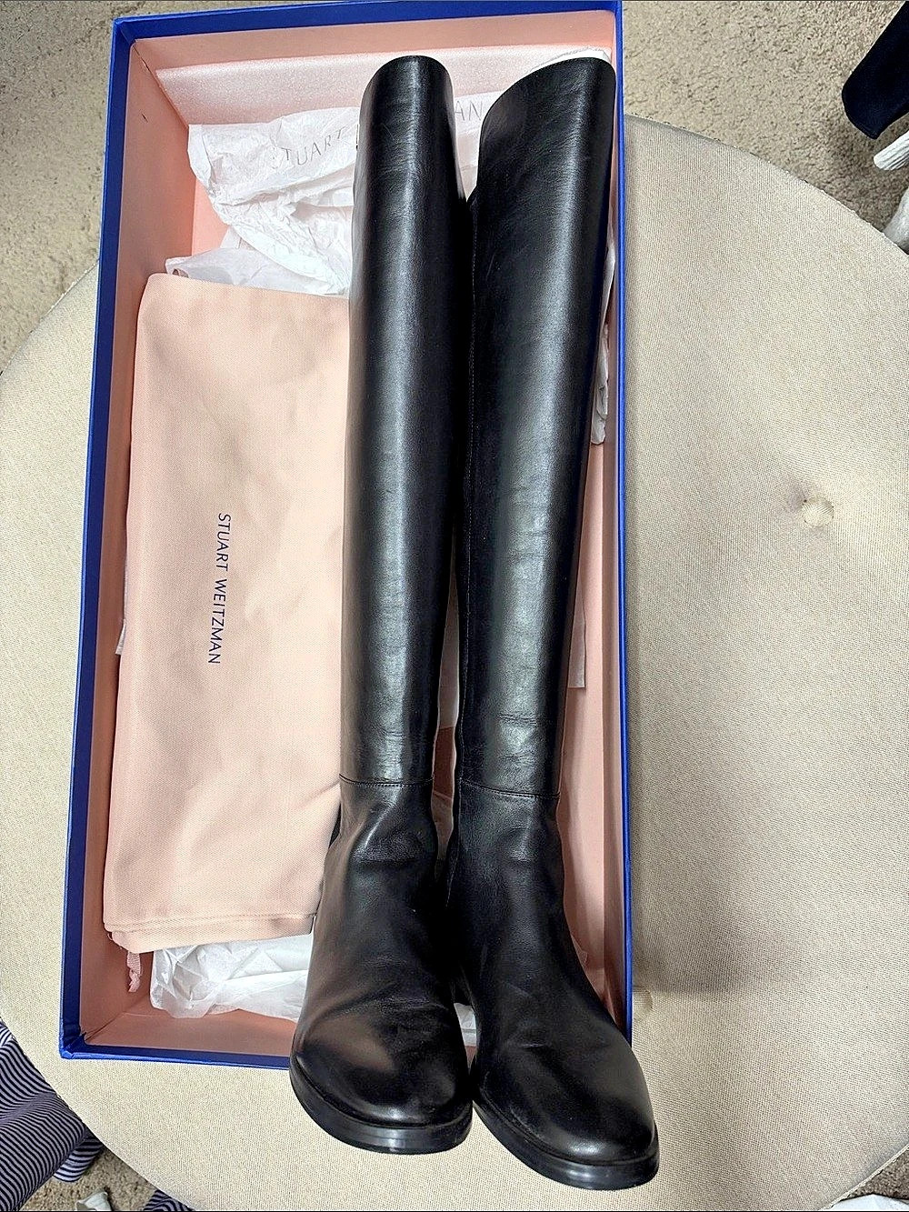 Stuart Weitzman Keelan Over-the-Knee Boot Black Leather size 36.5